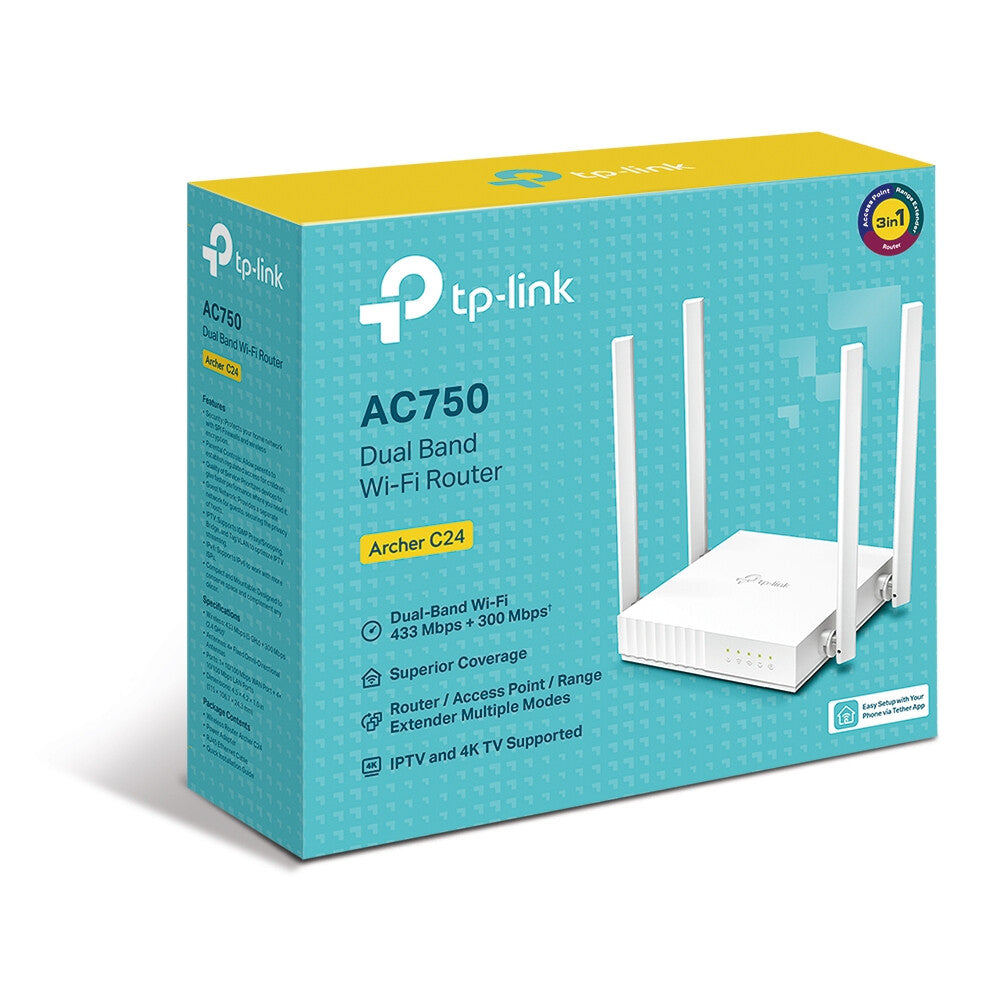 TP-LINK Router Wi-Fi AC750 Dual Band- 300 Mbps at 2.4 GHz +433 Mbps 5 GHz-1×10/100M WAN Port-4×10/100M LAN P