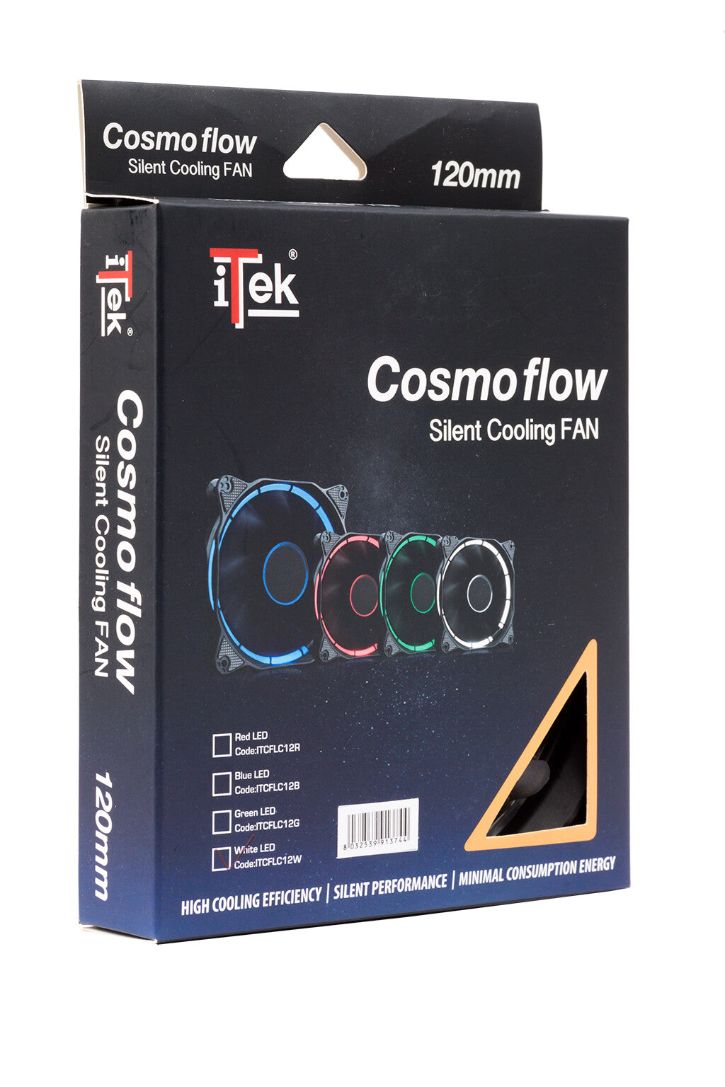 Ventola per case Cosmo Flow - 12cm- LED Bianco Circolare- 3+4pin- silenziosa