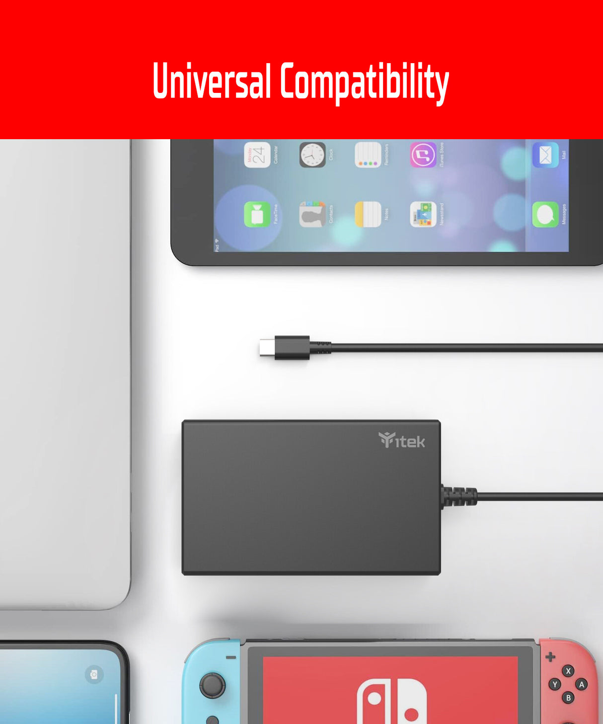Alimentatore Universale per Notebook e Dispositivi USB-C- PD - 100W- Tecnologia GaN- Super Slim- USB-C e 8 connettori