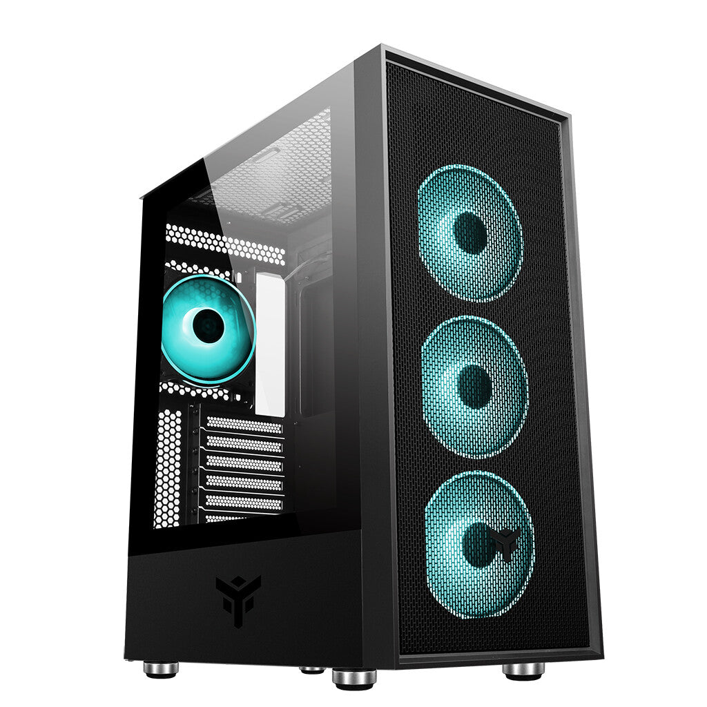 VERTIBRA H210 Case - Gaming Middle Tower- 4x12cm ARGB fan- 2xUSB3- Side Panel Temp Glass