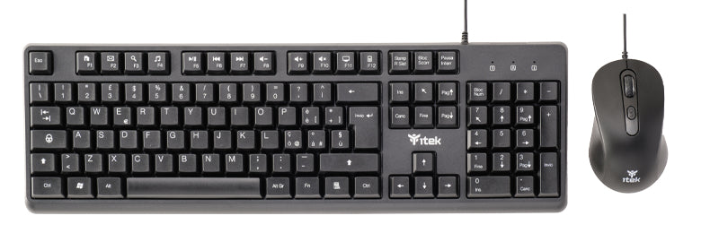 Tastiera + Mouse iTek DEC C01 - USB- Mouse ottico 3600DPI- Tastiera membrana 105 tasti- cavo 1.5m