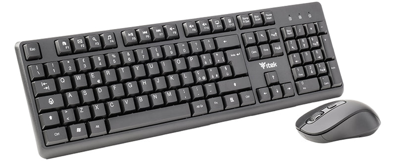Tastiera + Mouse iTek DEC W01 - Wireless 2.4G- Mouse ottico 1600DPI- Tastiera membrana 105 tasti