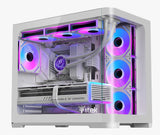 Case DARK CAVE CURVED - Gaming Tower- ATX- 4x12cm ARGB fan- 2xUSB3- Type-C- Curved Temp Glass Side & Front Panel- White Edition