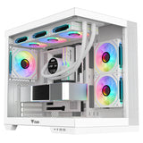 Case DARK CAVE DS - Gaming Tower- ATX- 3x12cm ARGB fan- 2xUSB3- Type-C- Side & Front Panel Temp Glass- White Edition