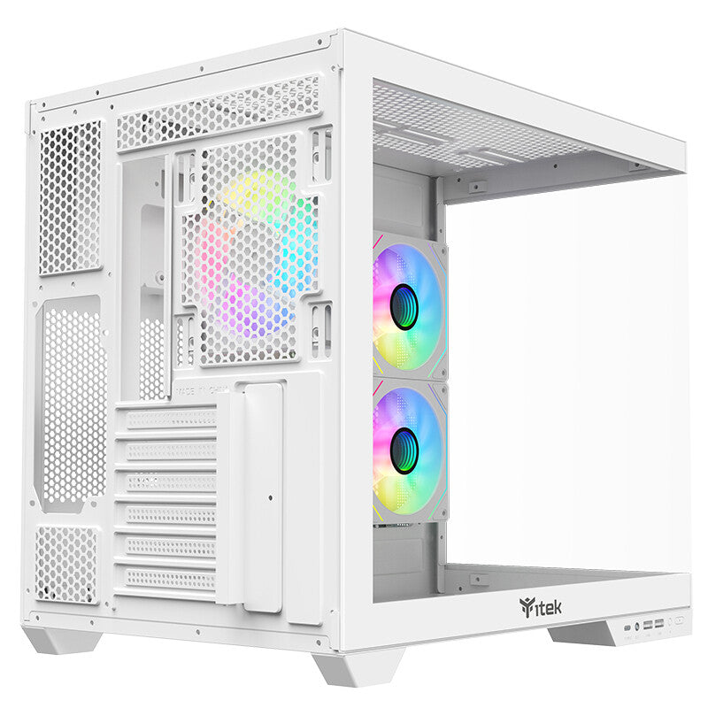 Case DARK CAVE DS - Gaming Tower- ATX- 3x12cm ARGB fan- 2xUSB3- Type-C- Side & Front Panel Temp Glass- White Edition