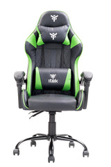 itek Gaming Chair RHOMBUS PF10 - PVC - Double Cushion - Reclining Backrest - Black Green