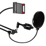 Braccio Supporto Regolabile da tavolo per Microfono e Smartphone con Filtro Antipop- Ragno- Clips
