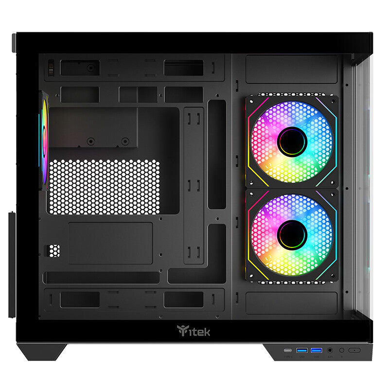 Case DARK CAVE DS - Gaming Tower- ATX- 3x12cm ARGB fan- 2xUSB3- Type-C- Side & Front Panel Temp Glass