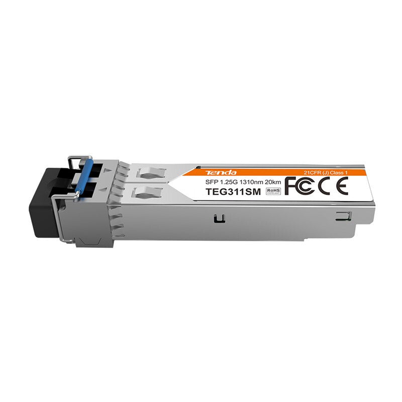 Tenda Fiber Optic Module TEG311SM - Single-Mode- Full-duplex- Hot-pluggable- Auto-detect SFP- Transmiss Up To 1.25Gbps