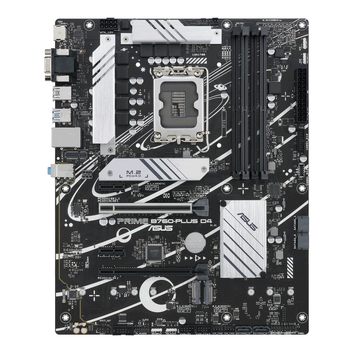 MB Asus 1700 Intel- PRIME B760-PLUS D4- PCIe5- 3xPCIe4 M.2- 4xDDR4- DP- VGA- HDMI- SATA6- USB3.2 Gen2 & Gen1- ATX