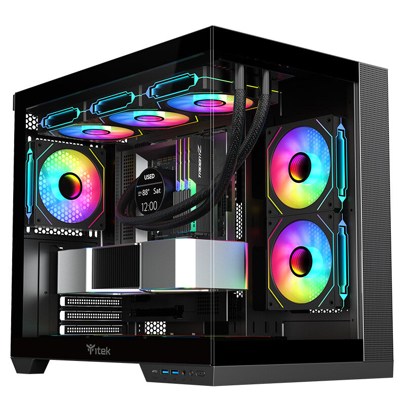 Case DARK CAVE DS - Gaming Tower- ATX- 3x12cm ARGB fan- 2xUSB3- Type-C- Side & Front Panel Temp Glass