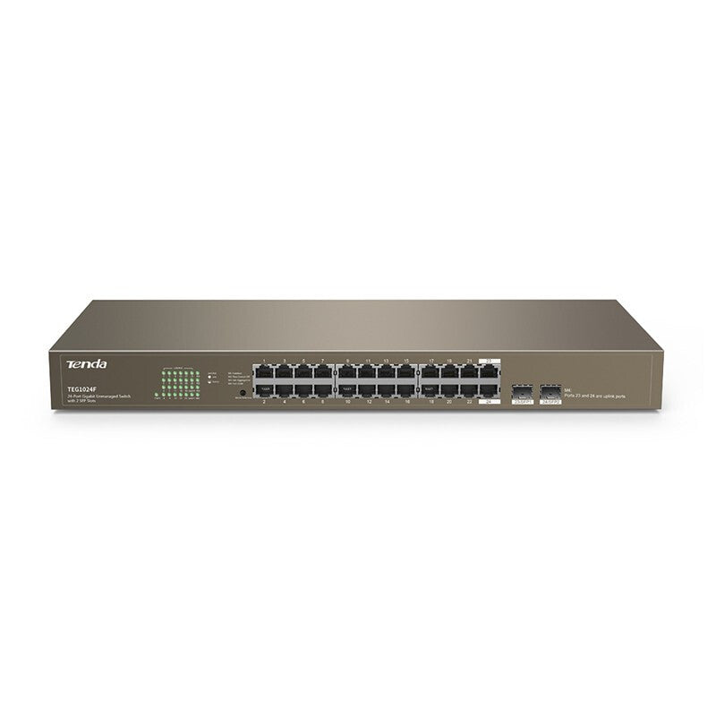 Tenda SWITCH BUSINESS TEG1024F - IEEE 802.3uxab- 24xGE+2SFP- Capacità 48Gbps- Protez fulm 6KV su ogni porta- M1-2-3-4