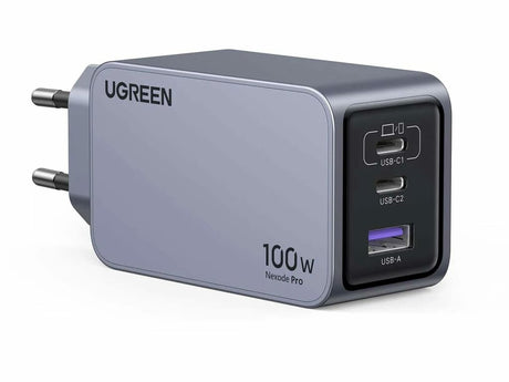 UGREEN USB Charger 100W GaN Nexode Pro- 2x Type-C- 1xUSB3 Black