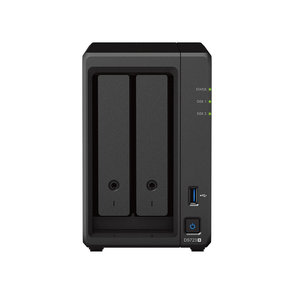 Synology NAS DS723+ 2-Bay 2.5"/3.5"/M.2 SSD/HDD- AMD Ryzen R1600 4GB D4- USB3- 2xRJ45- eSATA