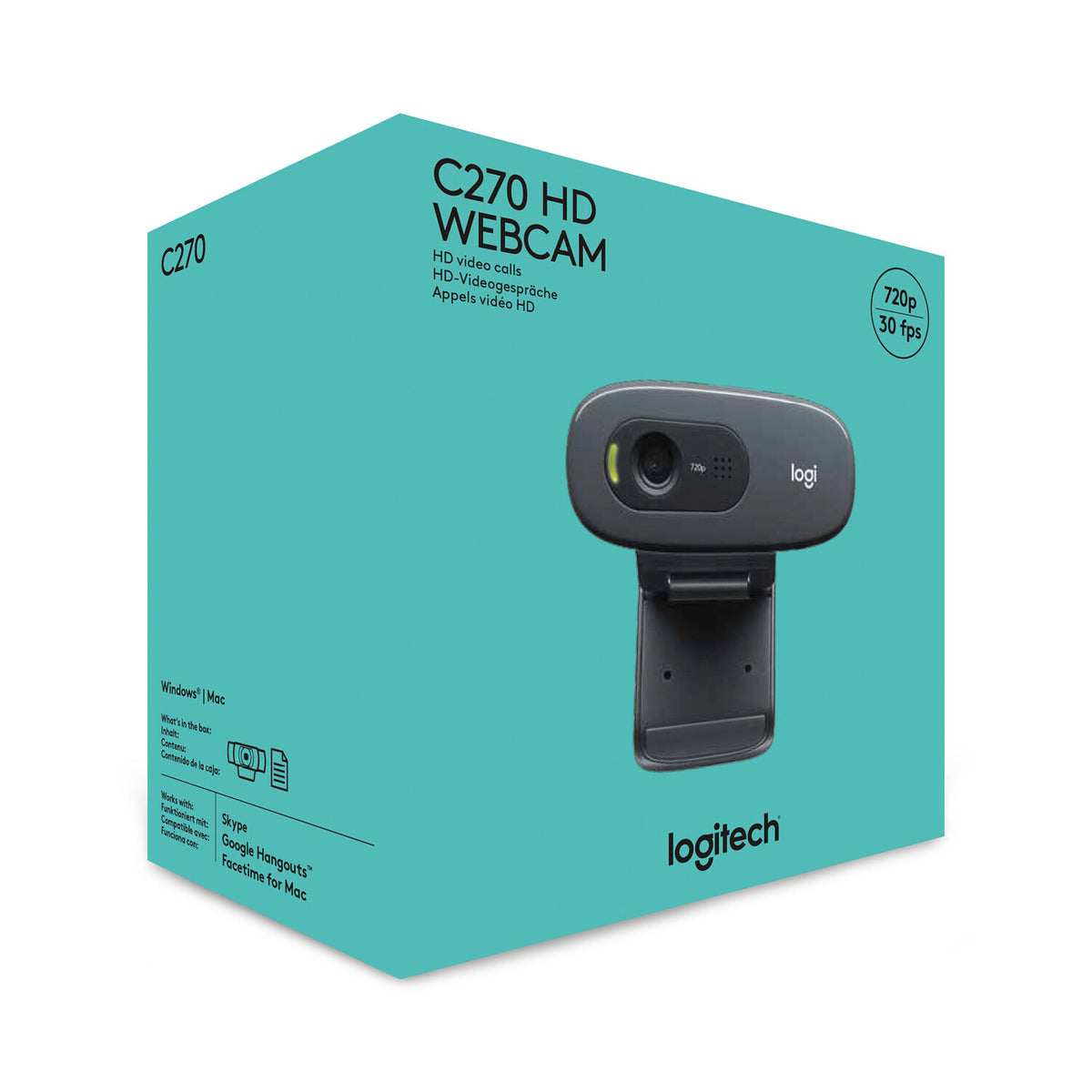 LOGITECH RETAIL Webcam - C270 HD - 3MP 1280x720 - USB