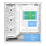 Case SHOWBUI WAVE 82W - Gaming Tower- ATX- 4x12cm ARGB fan- 2xUSB3- Type-C- Temp Glass Side & Front Panel- White Ed.