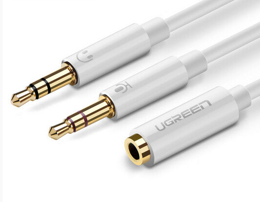 UGREEN Audio Cable 3.5mm female to 2 male - ABS case (White)