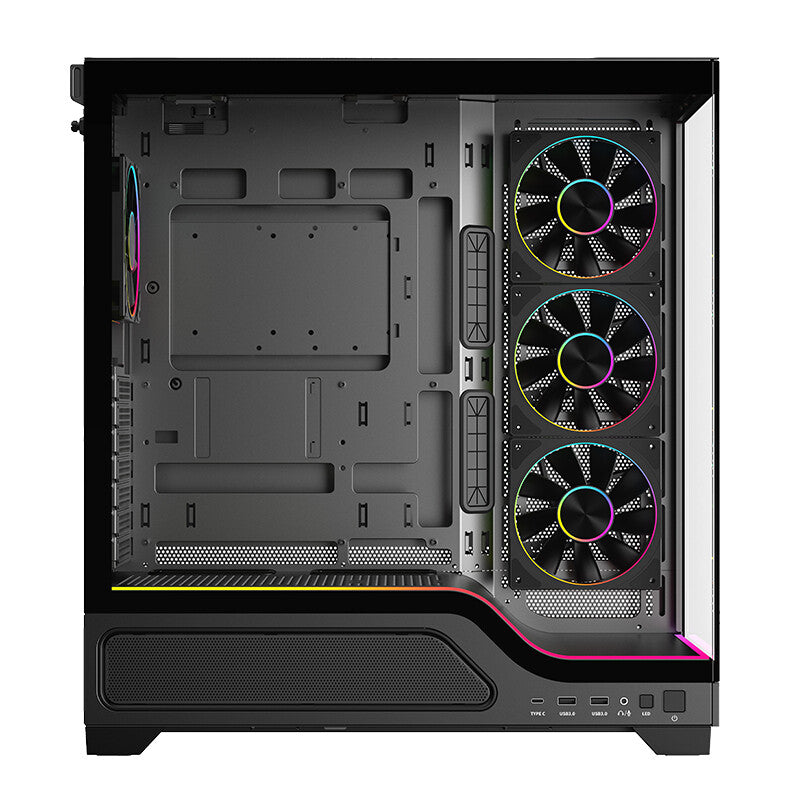 Case SHOWBUI WAVE 82B - Gaming Tower- ATX- 4x12cm ARGB fan- 2xUSB3- Type-C- Darker Temp Glass Side & Front Panel