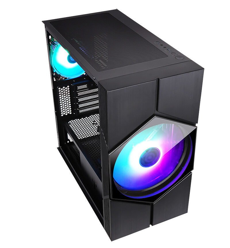 Case VORTEX - Gaming Mini Tower- mATX- 20cm & 12cm ARGB fan- 2xUSB3- Side Panel Temp Glass