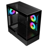 Case SHOWBUI 42B - Gaming Tower- ATX- 3x12cm ARGB fan- 2xUSB3- Type-C- Side & Front Panel Temp Glass