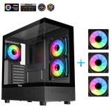Case SHOWBUI 42B - Gaming Tower- ATX- 3x12cm ARGB fan- 2xUSB3- Type-C- Side & Front Panel Temp Glass
