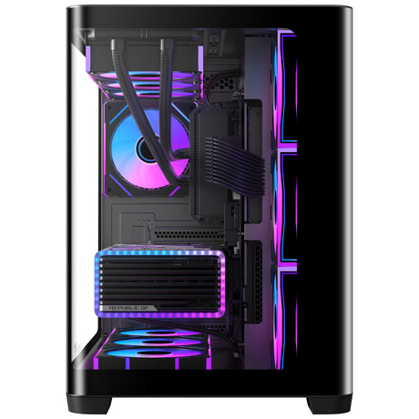 Case DARK CAVE CURVED - Gaming Tower- ATX- 4x12cm ARGB fan- 2xUSB3- Type-C- Curved Temp Glass Side & Front Panel