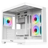 Case DARK CAVE DS - Gaming Tower- ATX- 3x12cm ARGB fan- 2xUSB3- Type-C- Side & Front Panel Temp Glass- White Edition