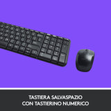 Tastiera + Mouse LOGITECH RETAIL - MK220- Wireless- Nera