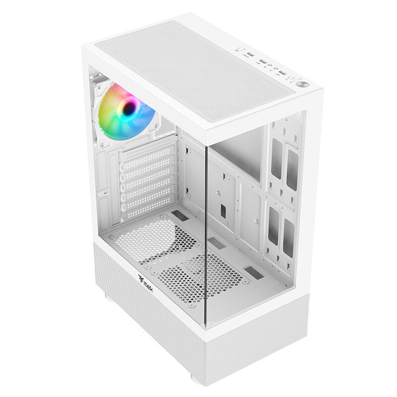 Case SHOWBUI 33W - Gaming Tower ATX- 12cm ARGB fan- USB3- Side & Front Panel Temp Glass- White Edition