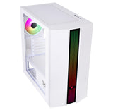 Case LIFLIG W41 - Gaming Mini Tower- mATX- 12cm ARGB fan- 2xUSB3- Side Panel Temp Glass- White Edition