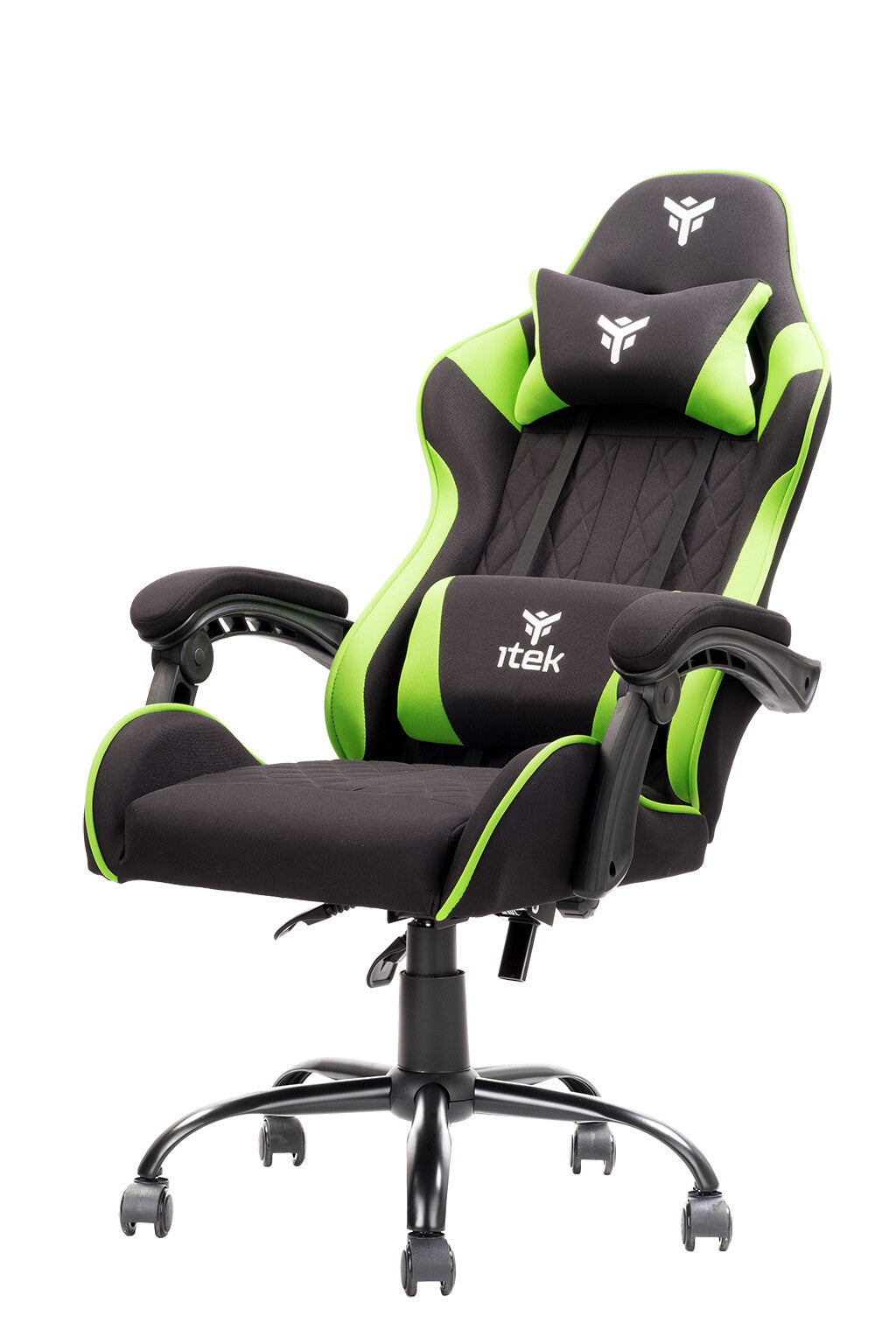 itek Gaming Chair RHOMBUS FF10 - Fabric - Double Cushion - Reclining Backrest - Black Green