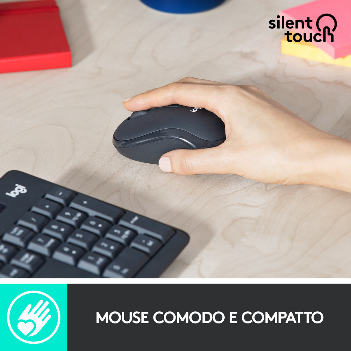 Tastiera + Mouse LOGITECH RETAIL - MK295- Wireless- Silent- Grafite