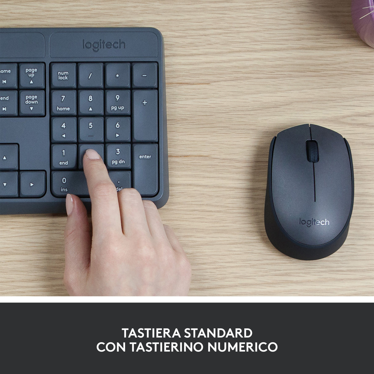 Tastiera + Mouse LOGITECH RETAIL - MK235- Wireless- Nera