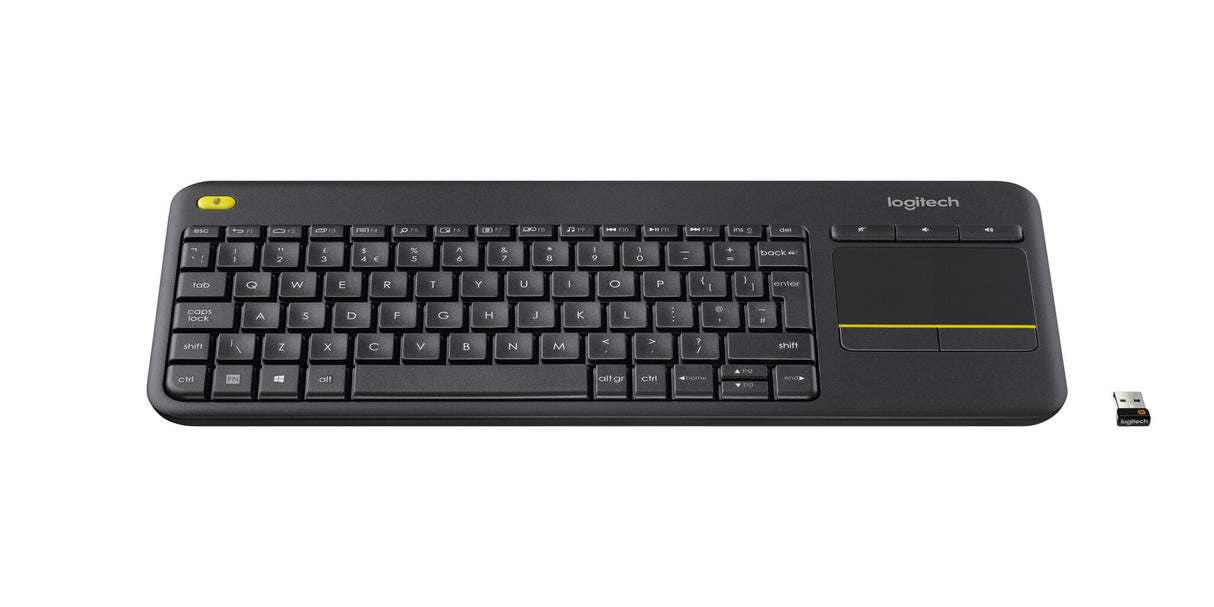 Tastiera LOGITECH RETAIL - K400 Plus- Wireless- Touchpad- Multimediale- Nera