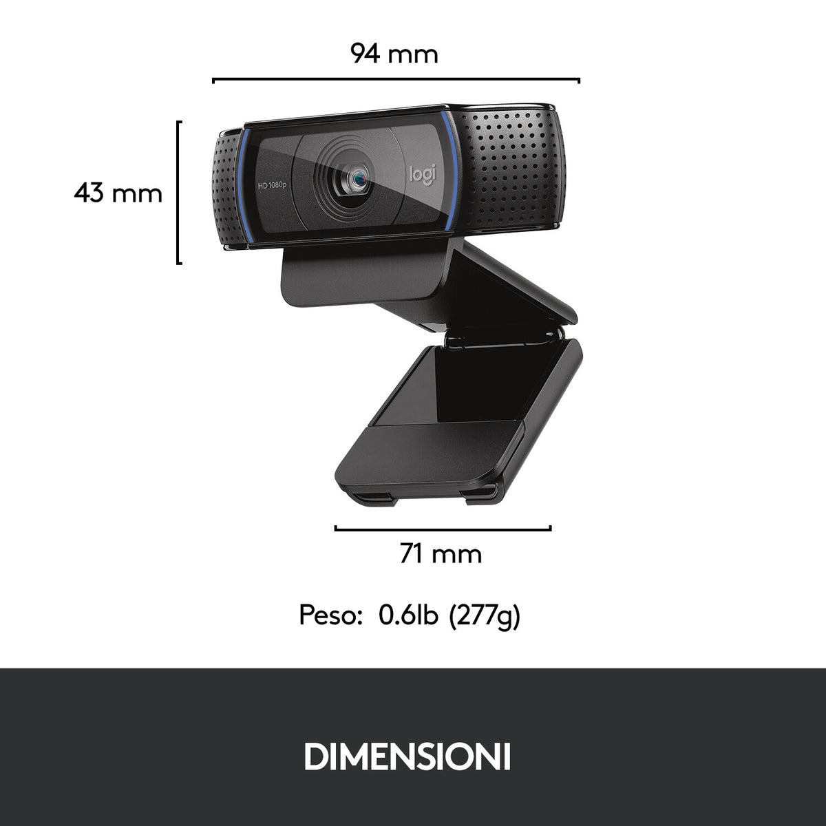 LOGITECH RETAIL Webcam - C920 HD Pro - 3MP 1080p - Dual Mic - Stereo - USB