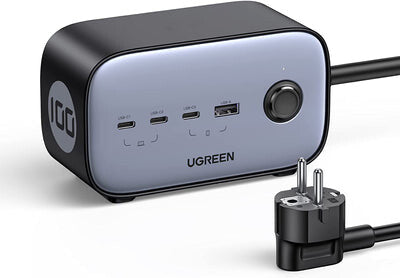 UGREEN USB charger power strip 100W GaN Nexode- 3x Type-C- 1xUSB3- 2x Schuko- Black 