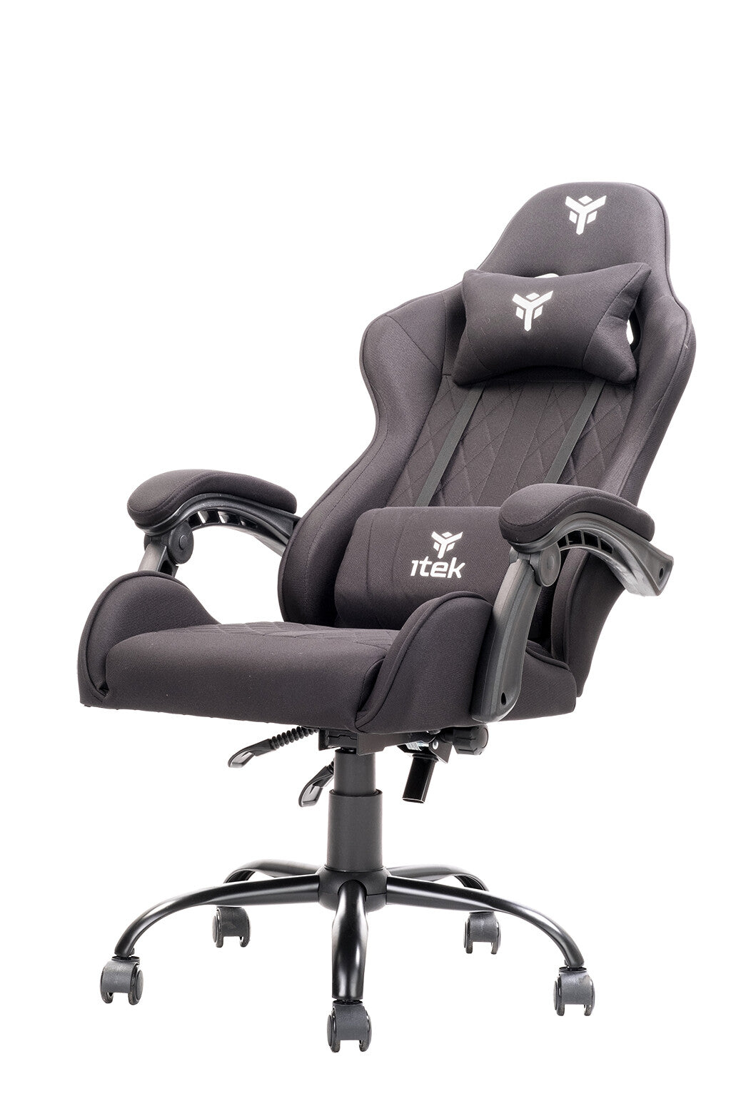 itek Gaming Chair RHOMBUS FF10 - Tessuto- Doppio Cuscino-  Schienale Reclinabile- Nero Nero