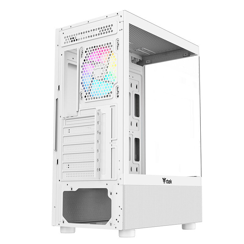 Case SHOWBUI 33W - Gaming Tower ATX- 12cm ARGB fan- USB3- Side & Front Panel Temp Glass- White Edition