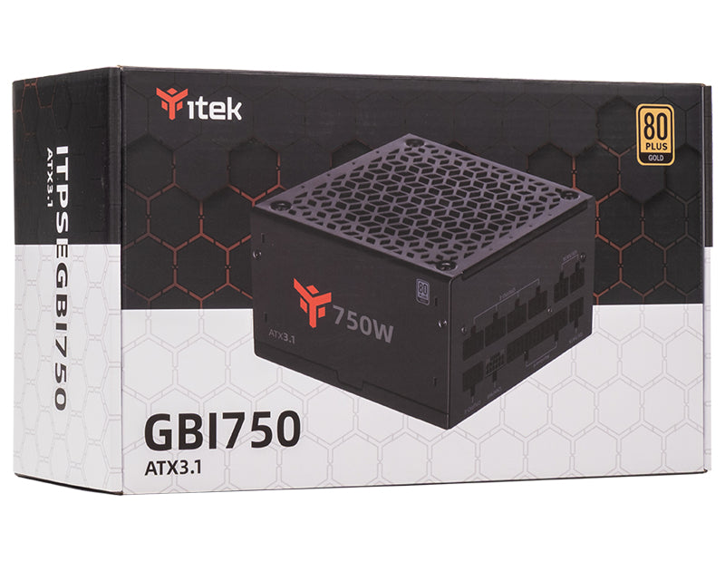 Alimentatore GBI750 - 750W- 80Plus Gold- ATX 3.1- Ventola FDB 14cm- Cond Giapponesi- Modulare