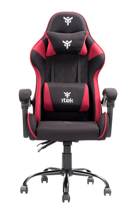 itek Gaming Chair RHOMBUS FF10 - Fabric - Double Cushion - Reclining Backrest - Black Red