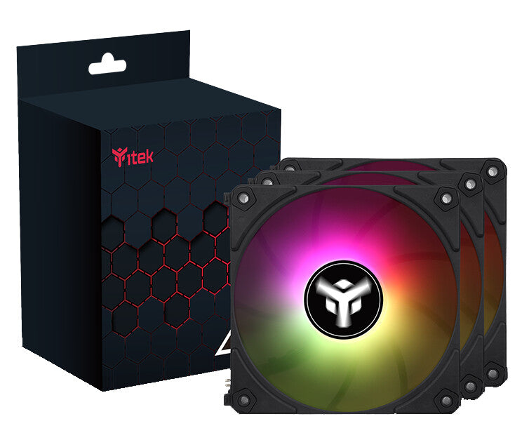 Kit 3x Ventola per case UW12 Black - 12cm- ARGB Sync 5V 3pin- 4pin PWM- Senza fili