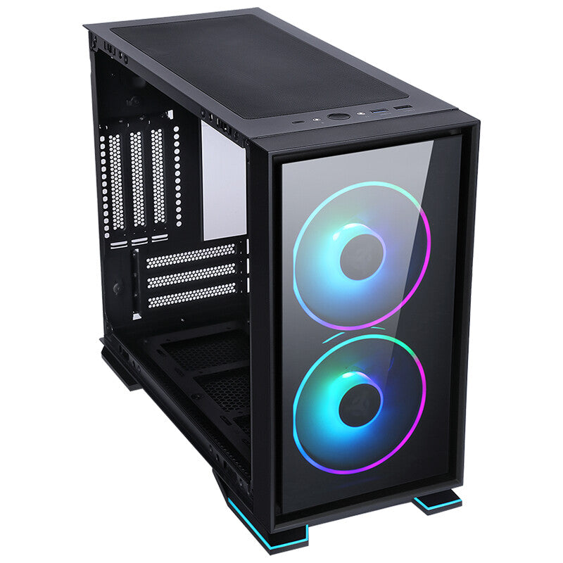 Case GALAXY 2Q - ITX Mini Tower- 2x12cm ARGB fan- 2xUSB3- 2x Front Panel- Side Glass