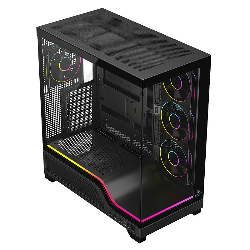 Case SHOWBUI WAVE 82B - Gaming Tower- ATX- 4x12cm ARGB fan- 2xUSB3- Type-C- Darker Temp Glass Side & Front Panel