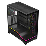 Case SHOWBUI WAVE 82B - Gaming Tower- ATX- 4x12cm ARGB fan- 2xUSB3- Type-C- Darker Temp Glass Side & Front Panel