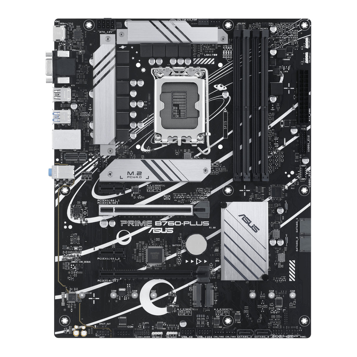 MB Asus 1700 Intel PRME B760-PLUS- PCIe5/4/3- 3xM.2- 4xDDR5- DP- VGA- HDMI- SATA6- USB3.2 Gen2 & Gen1- ATX