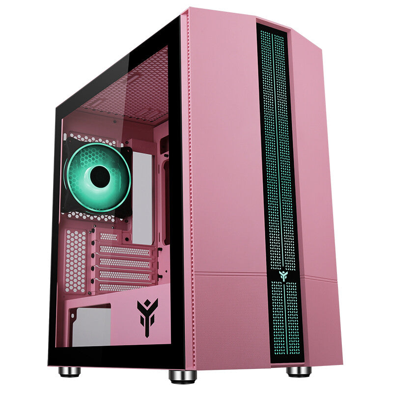 Case LIFLIG P41 - Gaming Mini Tower- mATX- 12cm ARGB fan- 2xUSB3- Side Panel Temp Glass- Pink Edition