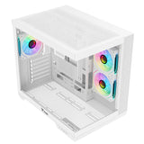 Case DARK CAVE DS - Gaming Tower- ATX- 3x12cm ARGB fan- 2xUSB3- Type-C- Side & Front Panel Temp Glass- White Edition