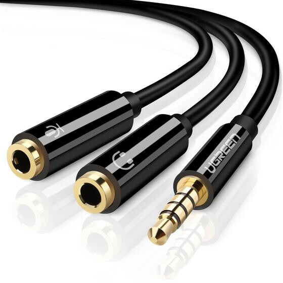 UGREEN Audio Cable 3.5mm male to 2 female - ABS case (Black)