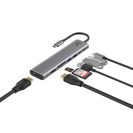 ITEK HUB 7 in 1- 2HDMI + 2USBA + SD/TF + 2USB-C