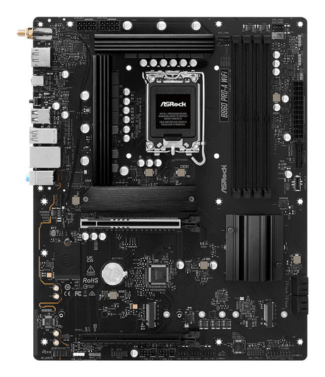 MB Asrock 1851 Intel B860 PRO-A WIFI- 4*DDR5 4*SATA3- 3*M.2- HDMI- DP- WiFi 6E + BT- ATX